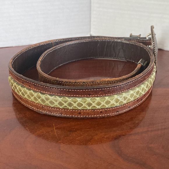Wage Sterling Silver Overlay Buckle & Ostrich Snakeskin Belt Adult Made in USA main image 6